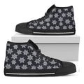 Blue And Silver Snowflake Pattern Print Black High Top Sneakers