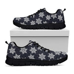 Blue And Silver Snowflake Pattern Print Black Sneakers