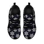 Blue And Silver Snowflake Pattern Print Black Sneakers