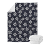 Blue And Silver Snowflake Pattern Print Blanket