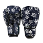 Blue And Silver Snowflake Pattern Print Boxing Gloves