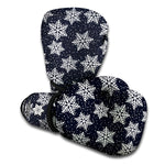 Blue And Silver Snowflake Pattern Print Boxing Gloves