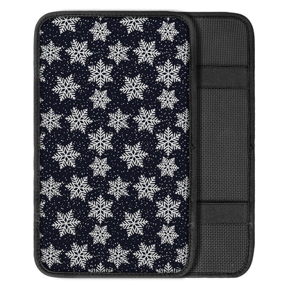 Blue And Silver Snowflake Pattern Print Car Center Console Cover