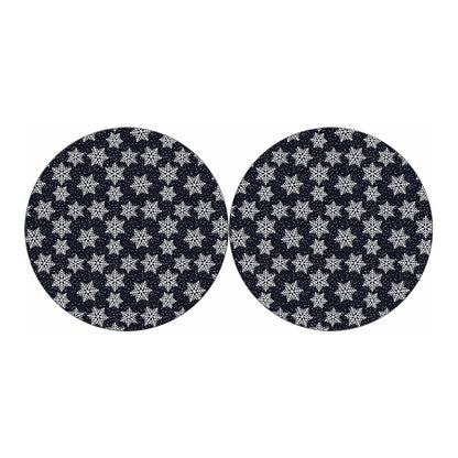 Blue And Silver Snowflake Pattern Print Car Coasters