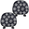 Blue And Silver Snowflake Pattern Print Car Headrest Covers