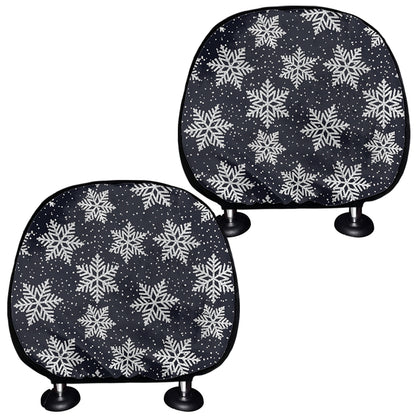 Blue And Silver Snowflake Pattern Print Car Headrest Covers