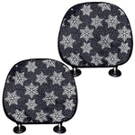 Blue And Silver Snowflake Pattern Print Car Headrest Covers
