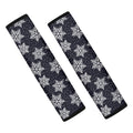 Blue And Silver Snowflake Pattern Print Car Seat Belt Covers
