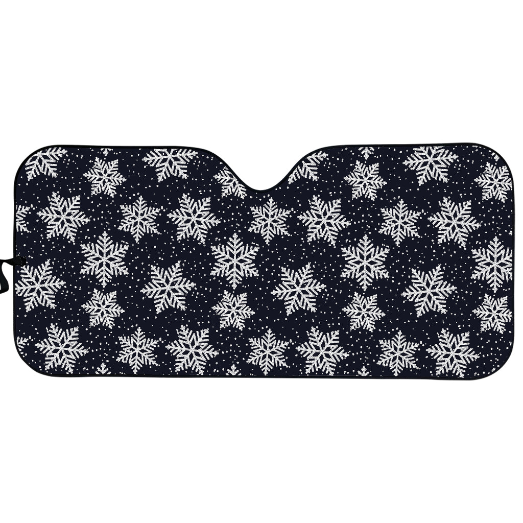 Blue And Silver Snowflake Pattern Print Car Sun Shade