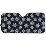 Blue And Silver Snowflake Pattern Print Car Sun Shade