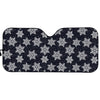 Blue And Silver Snowflake Pattern Print Car Sun Shade