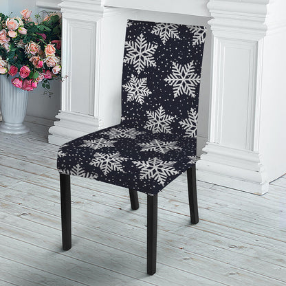 Blue And Silver Snowflake Pattern Print Dining Chair Slipcover