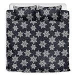 Blue And Silver Snowflake Pattern Print Duvet Cover Bedding Set