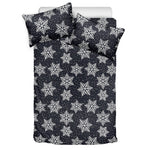 Blue And Silver Snowflake Pattern Print Duvet Cover Bedding Set