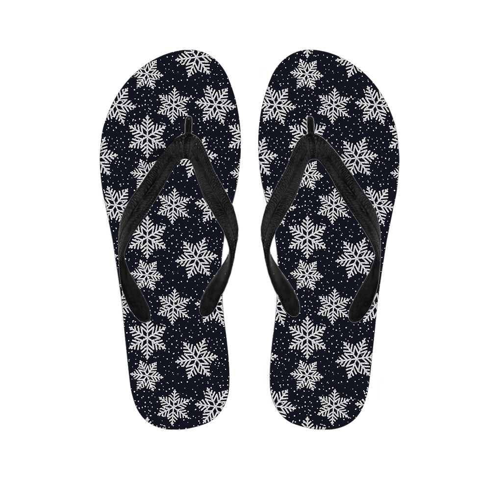 Blue And Silver Snowflake Pattern Print Flip Flops