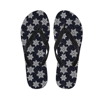 Blue And Silver Snowflake Pattern Print Flip Flops
