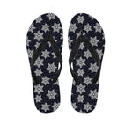 Blue And Silver Snowflake Pattern Print Flip Flops