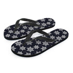 Blue And Silver Snowflake Pattern Print Flip Flops