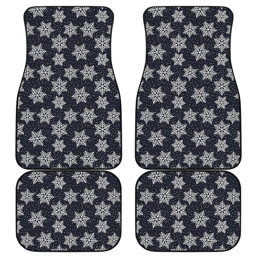 Blue And Silver Snowflake Pattern Print Front and Back Car Floor Mats