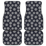 Blue And Silver Snowflake Pattern Print Front and Back Car Floor Mats