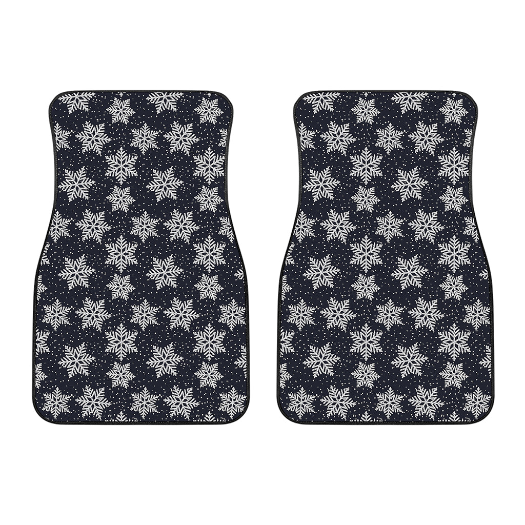 Blue And Silver Snowflake Pattern Print Front Car Floor Mats
