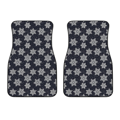 Blue And Silver Snowflake Pattern Print Front Car Floor Mats