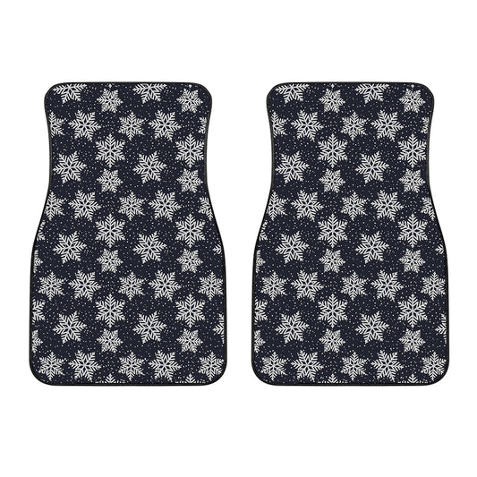Blue And Silver Snowflake Pattern Print Front Car Floor Mats