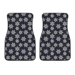 Blue And Silver Snowflake Pattern Print Front Car Floor Mats