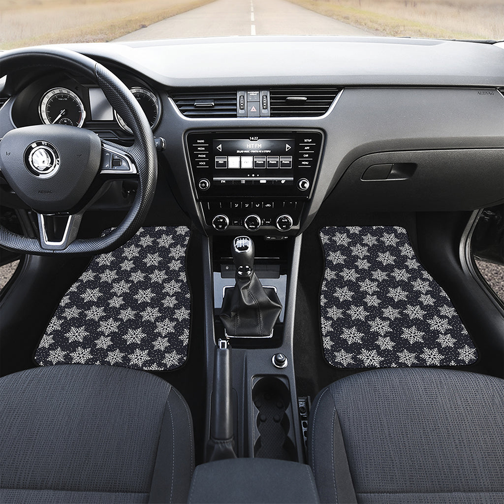 Blue And Silver Snowflake Pattern Print Front Car Floor Mats