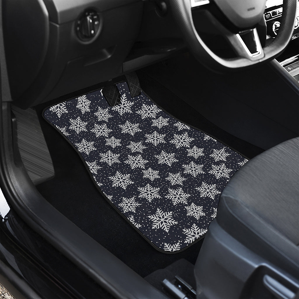 Blue And Silver Snowflake Pattern Print Front Car Floor Mats