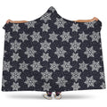 Blue And Silver Snowflake Pattern Print Hooded Blanket