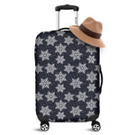 Blue And Silver Snowflake Pattern Print Luggage Cover