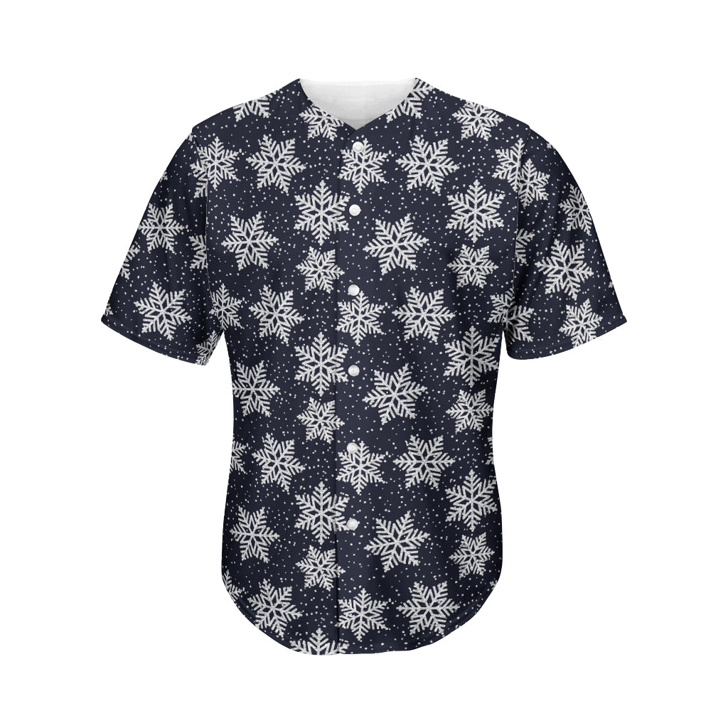 Blue And Silver Snowflake Pattern Print Men's Baseball Jersey