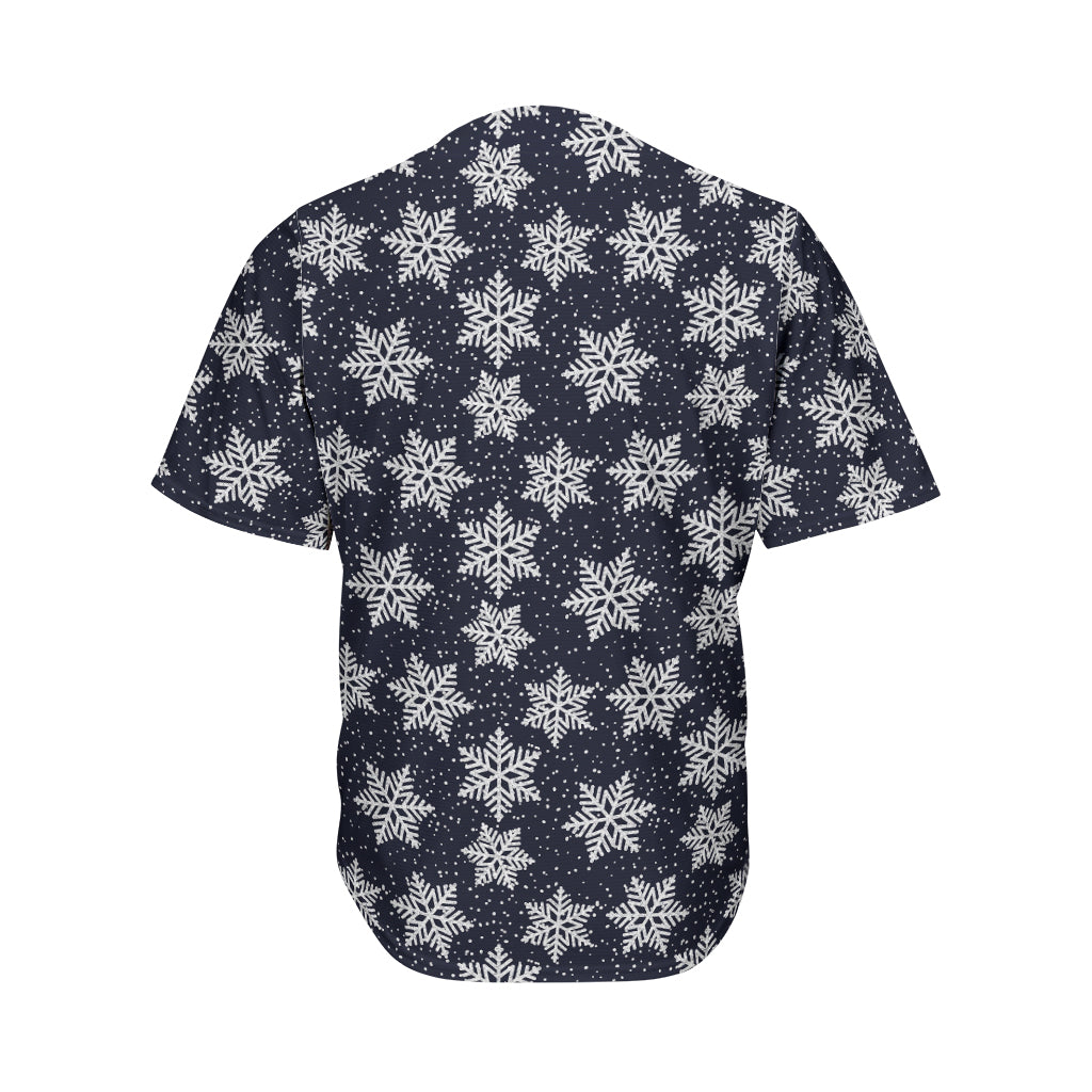 Blue And Silver Snowflake Pattern Print Men's Baseball Jersey