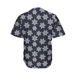 Blue And Silver Snowflake Pattern Print Men's Baseball Jersey