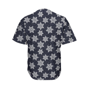 Blue And Silver Snowflake Pattern Print Men's Baseball Jersey