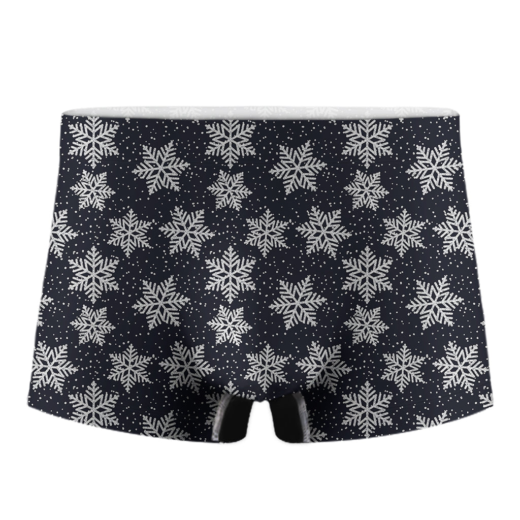 Blue And Silver Snowflake Pattern Print Men's Boxer Briefs