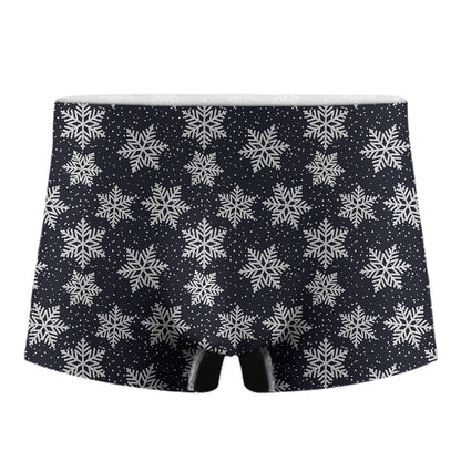 Blue And Silver Snowflake Pattern Print Men's Boxer Briefs