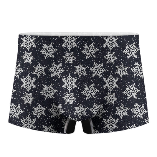 Blue And Silver Snowflake Pattern Print Men's Boxer Briefs