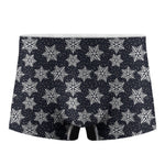 Blue And Silver Snowflake Pattern Print Men's Boxer Briefs