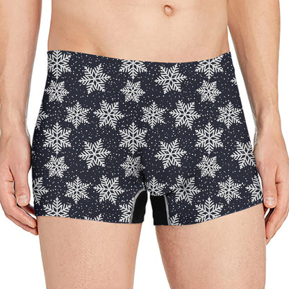 Blue And Silver Snowflake Pattern Print Men's Boxer Briefs