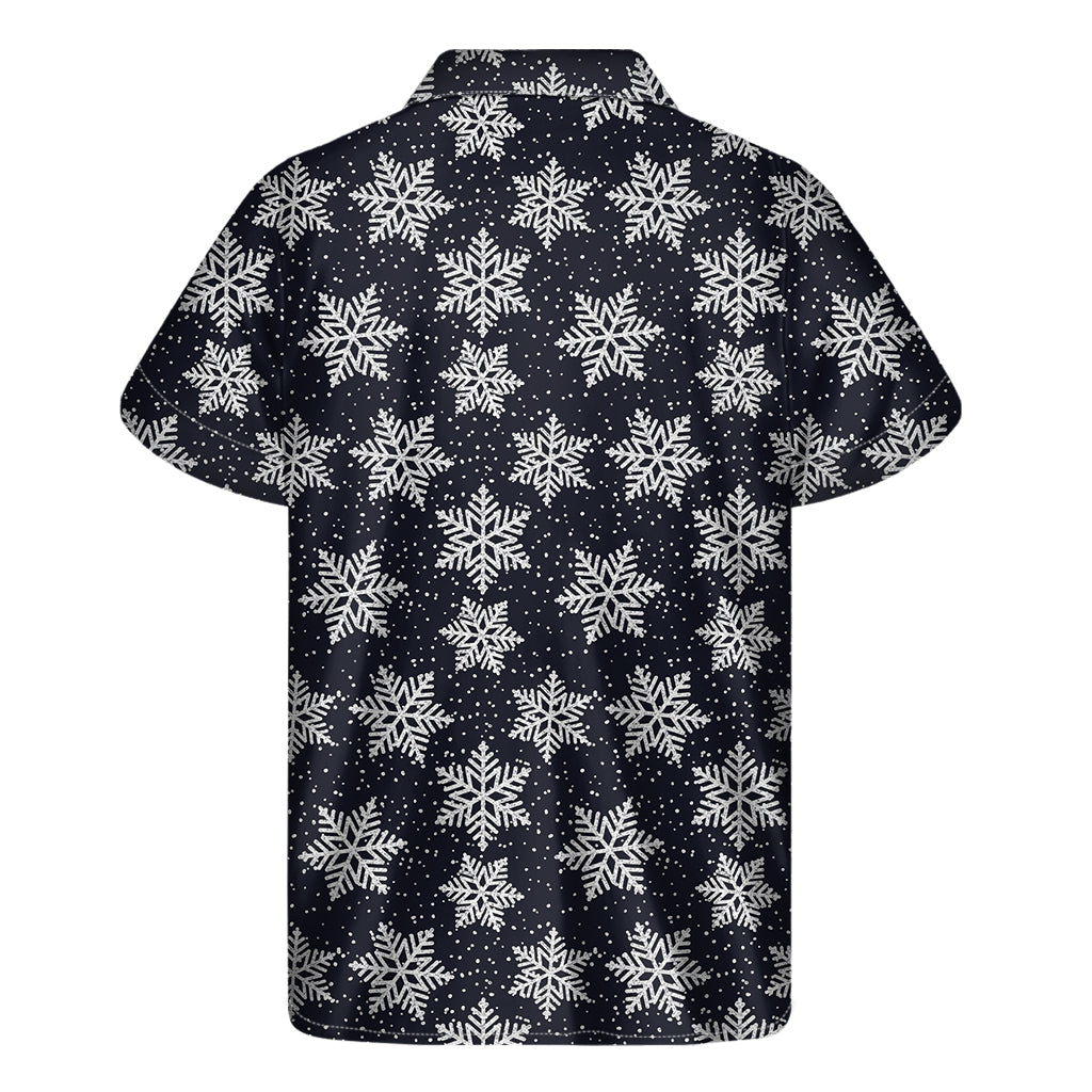Blue And Silver Snowflake Pattern Print Men's Short Sleeve Shirt