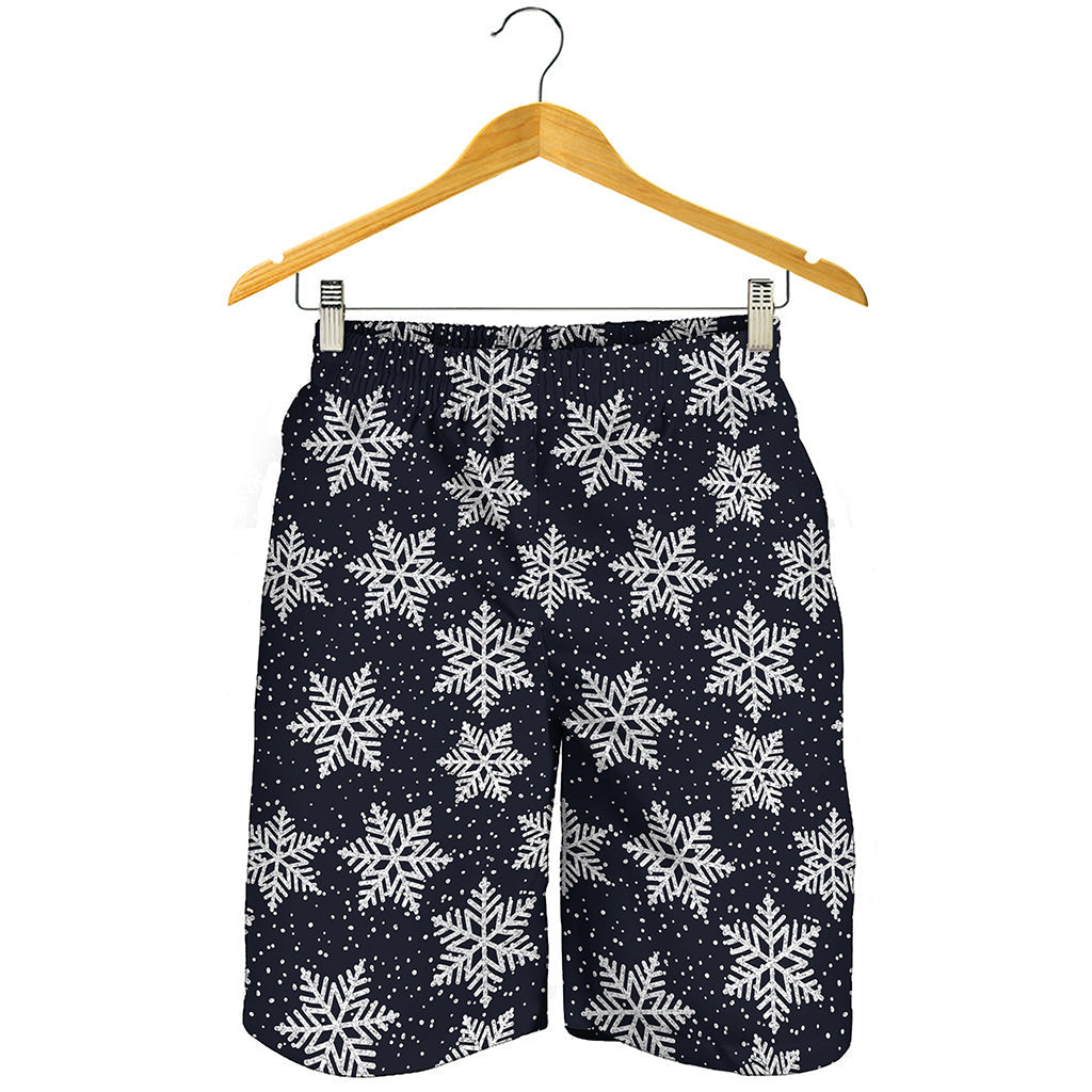 Blue And Silver Snowflake Pattern Print Men's Shorts