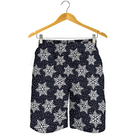 Blue And Silver Snowflake Pattern Print Men's Shorts