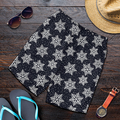 Blue And Silver Snowflake Pattern Print Men's Shorts