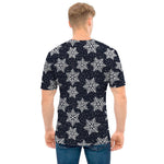 Blue And Silver Snowflake Pattern Print Men's T-Shirt