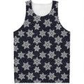 Blue And Silver Snowflake Pattern Print Men's Tank Top