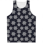 Blue And Silver Snowflake Pattern Print Men's Tank Top