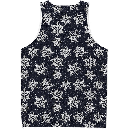 Blue And Silver Snowflake Pattern Print Men's Tank Top