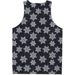 Blue And Silver Snowflake Pattern Print Men's Tank Top